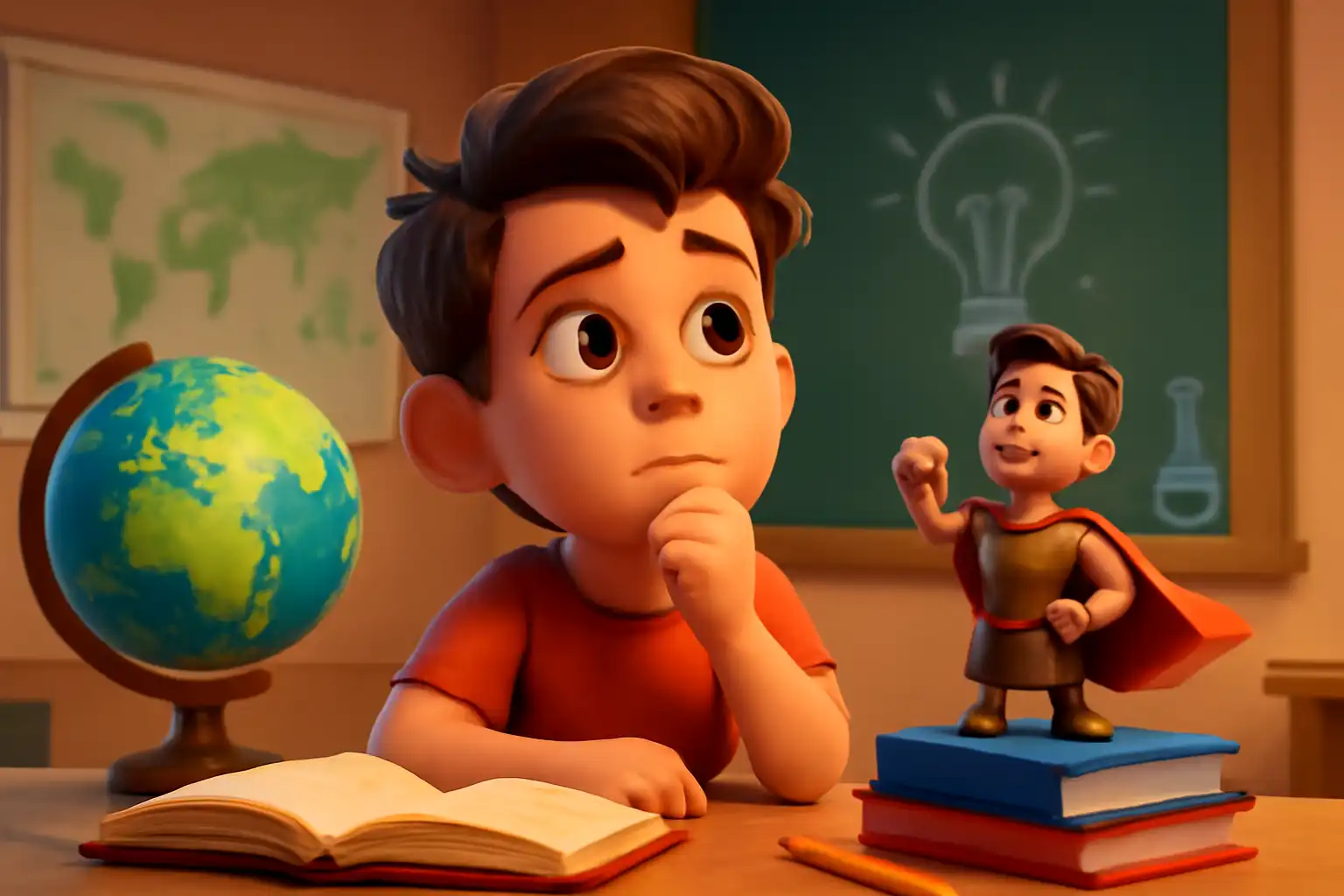 YouTube video thumbnail showing 👉 What If Your Hero Once Felt Just Like You? | Powerful Motivation for Kids | Baal Gyan bharat in 3D cartoon Pixar style illustration